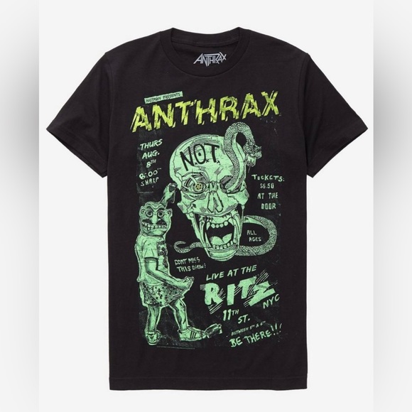 π NWT Anthrax Live At The Ritz Flyer T-Shirt πΈ Hot Topic - Picture 1 of 7